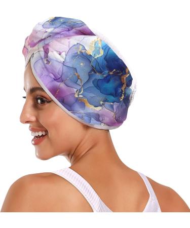 Purple Blue Marble Hair Towel 2 Pack - Super Absorbent Quick Dry Hair Turbans for Women & Girls - Buy Online on GoSupps.com