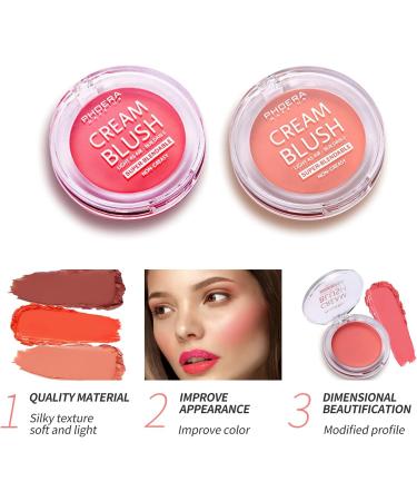 PHOERA Blush creme Lip and Cheek Blush Long-lasting and Waterproof Cream Blush Blends and Contours for a Lightweight and Naturally Luminous Look (105#Dusk) - Buy Online on GoSupps.com