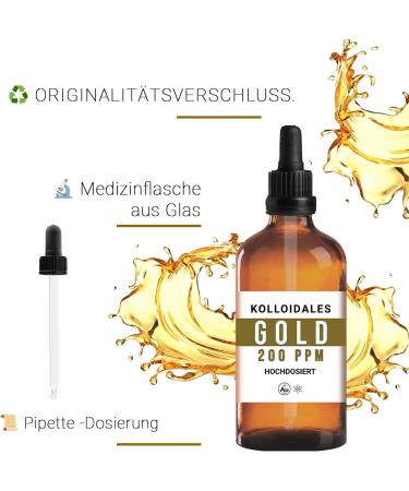 Or collo dal 200 ppm (100 ml) - Dispersion Premium en verre brun pharmaceutique avec pipette de pr cision - Technologie de particules les plus fines - Mat riaux certifi s - Manna Colloidal Gold - Buy Online on GoSupps.com