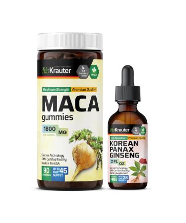 BIO KRAUTER Maca 90 Gummies & Ginseng Tincture 2 Fl. Oz