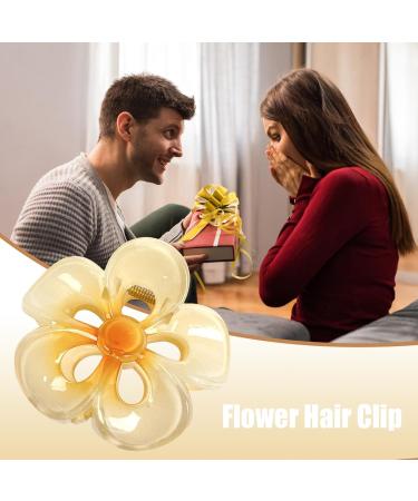 Floral Hair Clips Acrylic Strong Hold Hair Clip Hair Styling Accessories Non-Slip Hair Clips Womens Hair Barrettes for Woman and Girls Yellow - Buy Online on GoSupps.com