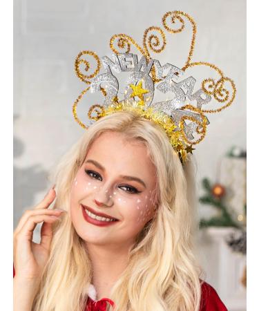 Vakkery Light Up Happy New Year Headband LED New Years Eve Hair Bands Glitter Star Headbands Christmas Party Hair Accessories for Women and Girls (Gold) - Buy Online on GoSupps.com