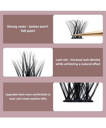 72 Pcs Wide Stem C/D Curl Cluster Lashes | 8-16mm Length | DIY Eyelash Extensions for Personal Makeup (Fluffy02-C-MIX8-16) - Buy Online on GoSupps.com