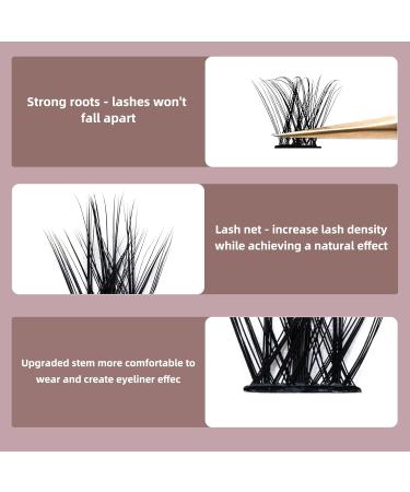 Cluster Lashes Quewel D Curl 8mm - Fluffy Individual Eyelash Segments for DIY Extensions | 1 Piece Pack - Buy Online on GoSupps.com