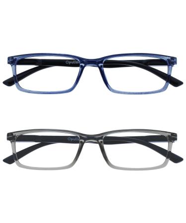 Opulize sea glasses Blue light filter narrow frame spring hinges improve the sleep computer glasses gaming reflective men B9 +0.00 diopters blue / gray
