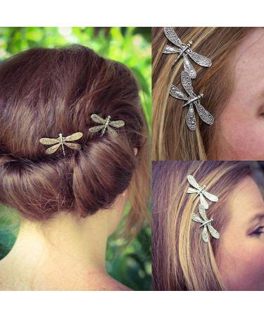 Vintage Silver Dragonfly Hair Clips & Bobby Pins - Elegant Hair Accessories for Women & Girls - Buy Online on GoSupps.com