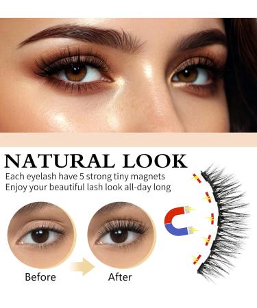 Buy Magnetic Eyelashes with Eyeliner - 7 Pairs Natural Look | Reusable False Mink Eyelashes with 5 Magnets | Easy DIY Application - Buy Online on GoSupps.com