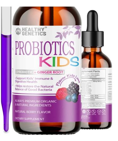 Liquid Probiotics for Kids & Toddlers | Prebiotic + Probiotics + Ginger Root for Digestive Health | Acidophilus Probiotic | Dairy Free | Immune Support | Vegan | Non-GMO | Gluten Free | 30-60 Servings