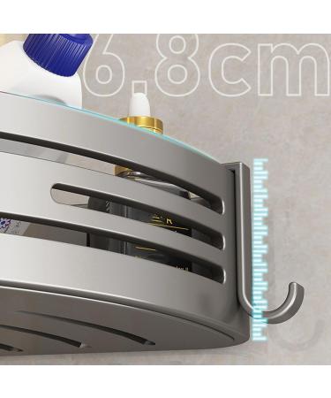 Verdant Touch Triangle Wall Shelves Large Capacity Aluminum Corner Wall Shelves Punch-Free Grey - Buy Online on GoSupps.com