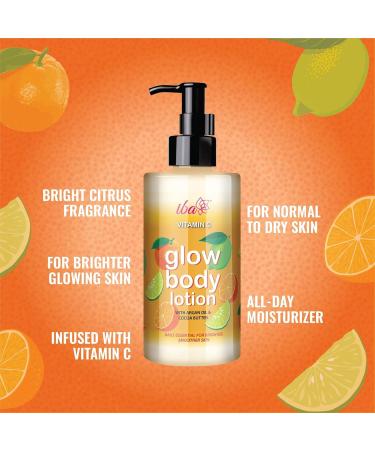 I ba Vitamin C Glow Body Lotion - Hydrating Non-Greasy 100% Vegan Paraben & Mineral Oil Free Halal Certified - 320ml for All Skin Types - Buy Online on GoSupps.com