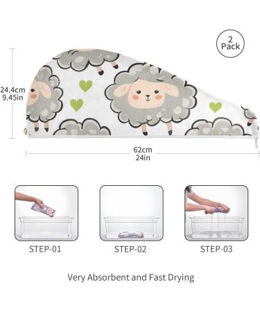 Small Sheep Hair Towel 2 Pack | Super Absorbent Quick Dry Hair Turbans with Button Twist for Women & Girls | International Shipping Available - Buy Online on GoSupps.com