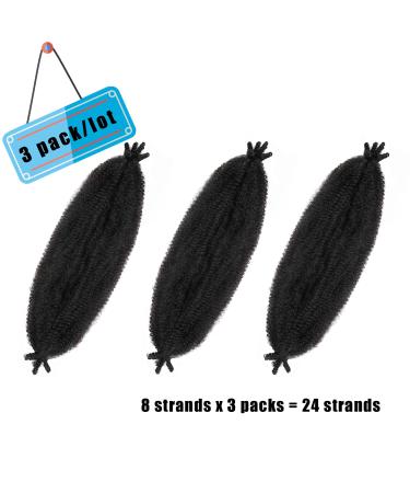 3 Packs 16 Inch Springy Afro Twist Hair - Pre-Separated Kinky Marley Twist Braiding Hair for Distressed Faux Locs, Spring and Passion Twist Styles (1B) - Buy Online on GoSupps.com