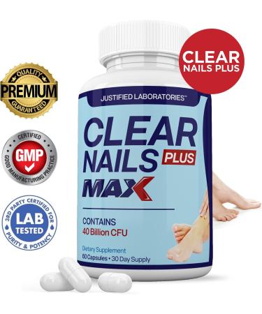 Justified Laboratories Clear Nails Plus Max - 2 Pack Probiotic Pills (40 Billion CFU) - 60 Capsules for Healthier Nails - Buy Online on GoSupps.com