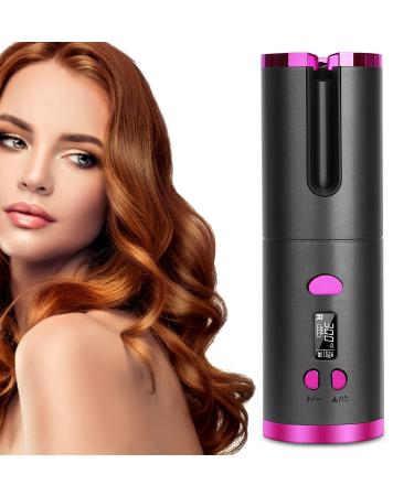 Automatic Hair Curler - Cordless Curling Iron with LCD Display & Adjustable Temperature Setting USB Rechargeable Professional Hair Curler for Long & Short Hair Styling