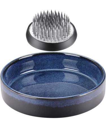 Justdolife Flower Frog Vase - Ceramic Ikebana Vase Kit for DIY Arrangements - Blue Floral Pin Holder - Buy Online on GoSupps.com