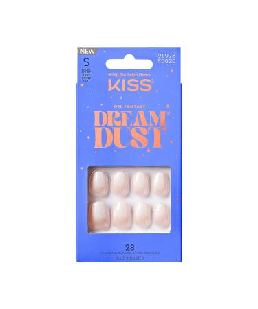KISS Gel Fantasy Dreamdust Press-On Nails Nail glue included 'Silver Spoon' Light White Short Size Oval Shape Includes 28 Nails 2G Glue 1 Manicure Stick 1 Mini File