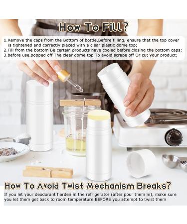 10 Pack 3.4 oz Plastic Deodorant Container Empty Round Shape Recyclable Twist-Up Stick Tube for Homemade Deodorant Solid Lotion Bars Body Balm Soap Sticks Sunscreen-UPSIDE DOWN FILLING (White) - Buy Online on GoSupps.com