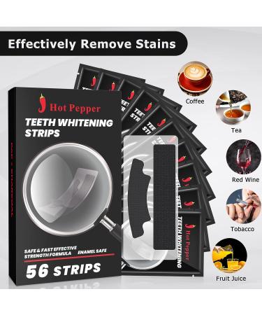 Professional Non-Sensitive Teeth Whitening Kit - Hot Pepper Coconut Strips | 56 Strips, 28 Treatments | Remove Coffee & Tea Stains - Buy Online on GoSupps.com