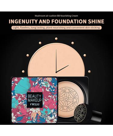 Mushroomhead Air Cushion CC Cream - Flaw'less Foundation Waterproof Makeup High Coverage Liquid BB Light to Medium Concealer Moisturizing for Dry Skin (Natural) - Buy Online on GoSupps.com
