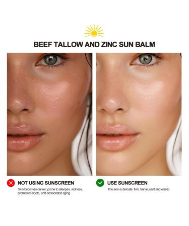 Beef Tallow & Zinc Sun Balm - Non-Greasy Sunscreen for Face & Body Deep Moisturizer Instant Sun Protection 2 Oz - Buy Online on GoSupps.com