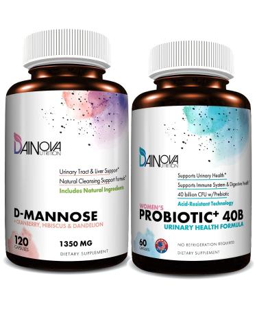 Dainova Nutrition D Mannose Capsules and Probiotics for Women Bundle I Urinary Tract + Vaginal Health Support I UTI and Yeast Infection Control I Vegan Gluten Free I Made in USA