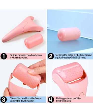 Teenitor Face Roller Ice Roller for Face & Eye Puffiness Relief Eye Roller for Puffy Eyes Facial Ice Roller Ice Face Roller Skin Care Beauty Tools Pink - Buy Online on GoSupps.com