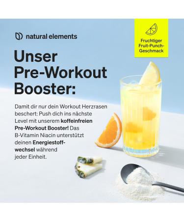 Pre Workout Booster - Caffeine-Free Fruit Punch - Vegan with Niacin Ginseng & BCAA - 400g - Lab Tested & Made in Germany - Buy Online on GoSupps.com
