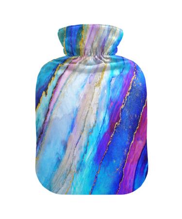 Colorful marble-stripe heat bottle with cover heat bottles for pain relief hot water bag warm water bed warmer for period cramps 2 l