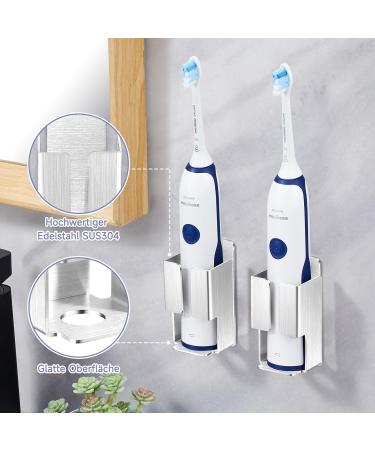 Xilimi Toothbrush Holder - 2PCS Wall-Mounted Stainless Steel Bracket for Electric Toothbrush Toothpaste & Facial Cleaner - No Drilling Needed - Buy Online on GoSupps.com