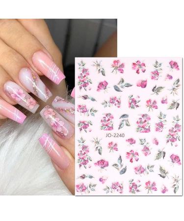 JMEOWIO Spring Flower Nail Art Stickers - 12 Sheets Self-Adhesive Decals for Unique Nail Designs | Nail Supplies Decoration Accessories - Buy Online on GoSupps.com