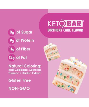 No Sugar Keto Bar Snack - Low Carb No Sugar Keto Snack Food with Keto Friendly Macros (12 x 1.41oz Bars Birthday Cake) - Buy Online on GoSupps.com