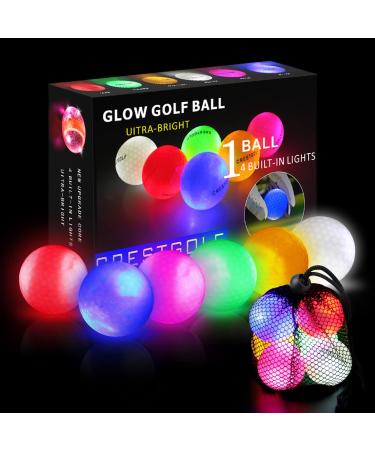 Crestgolf 4 Built-in Lights Glow Golf Balls | 300-hr Lighting Time Glow in The Dark Golf Balls | 3-Layer Design Light up Water Resistant LED Night Golf Ball( Multicolor 6pcs&3pcs mixed brighter color,6pcs