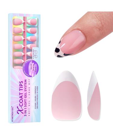 BTArtboxnails Soft Gel Nail Tips - 150pcs Short Almond French Tip Press on Nails Pink Acrylic Nail Tips Kit Fake Nails Supplies Glue on Nails Extension Tips No Needed French Tip Nail Tool Stamper for Professional Use A-P...