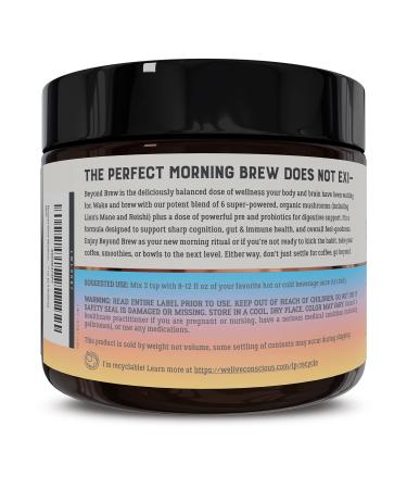 Beyond Brew Mushroom Superfood Coffee | Low Caffeine Healthy Coffee Substitute | With Prebiotics & Probiotics | 30 Servings 7 oz - Live Conscious - Buy Online on GoSupps.com