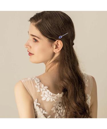 Inilbran Vintage Sapphire Crystal Hair Pin Barrettes Blue Crystal Wedding Hair Barrettes Vintage Rhinestone Hairpin Barrette Bling Cz Hair Pins Hairclip Decorative Bobby Pins Bridal Hairclip(Style A) - Buy Online on GoSupps.com
