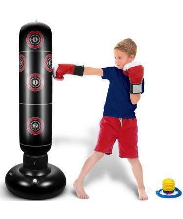 Inflatable Punching Bag for Kids - Freestanding Kid Punching Bag -Boxing Bag for Kids- Karate Kids Boxing Practice Work Out with Stand Bop