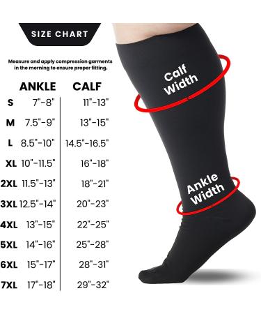 Mojo Compression Socks 3XL - Wide Calf Support Hose 20-30mmHg | Made in USA | Alleviates CVI & Spider Veins - 3X-Large Black - Buy Online on GoSupps.com