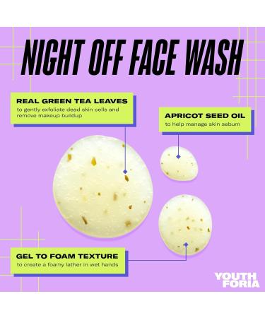 Buy Youthforia Night Off Face Wash - Gentle Vegan Cleanser for Soft Clear Skin & Effective Makeup Removal - Buy Online on GoSupps.com