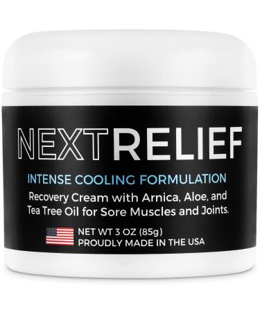 NextRelief Cooling Pain Relief Cream - 3 Oz USA Made with Arnica Aloe Tea Tree Oil & More - Feels Great on Muscles and Joints - Use for Soreness Aches Inflammation Arthritis & More