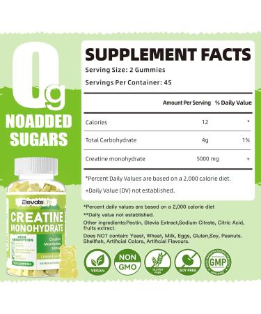 Buy Sugar-Free Creatine Monohydrate Gummies 5g - 180 Lemon Chewable Supplements for Men & Women - Pack of 2 - Buy Online on GoSupps.com
