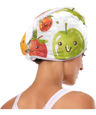 Colorful Fruits Hair Towel 2 Pack | Super Absorbent Quick Dry Hair Turbans for Women & Girls - Buy Online on GoSupps.com