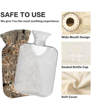 NAANLE 2L Hot Water Bottle with Cover - Flower Leopard Print | Relief for Back Pain Hand & Foot Warmer Neck Warmth Cold Therapy | International Shipping - Buy Online on GoSupps.com