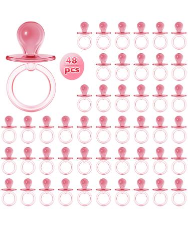 48 Pieces 2.5 Inch Acrylic Baby Pacifiers Baby Shower Favors Gender Reveal Party Decorations for DIY Baby Shower Birthday Party Favors (Pink)