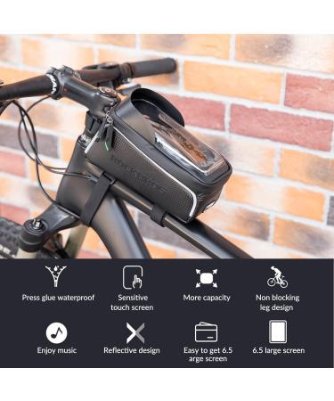 Rockbros Waterproof Handlebar Bag for iPhone & Samsung - Touchscreen Bicycle Frame Pocket for Smartphones up to 6.5  - Buy Online on GoSupps.com