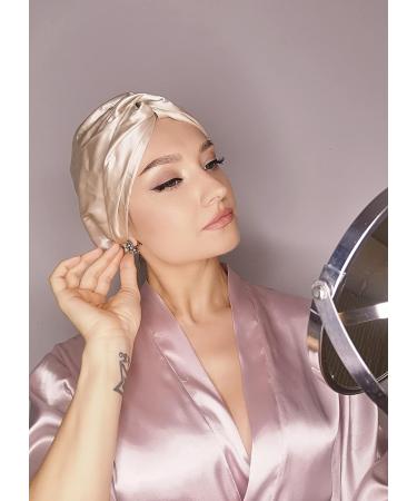 MATASSE Silk Bonnet for Sleeping and Hair Care - 22 Momme A-Grade Mulberry Silk Hair Bonnet - Champagne - Buy Online on GoSupps.com