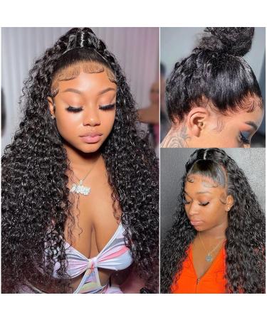 RASHINEE 360 Lace Front Wigs Human Hair Pre Plucked Water Wave Wig Human Hair Full Lace Human Hair Wigs for Black Women Wet and Wavy Lace Front Wigs Human Hair with Baby Hair 360 Lace Wigs 20 inch 20 Inch Black