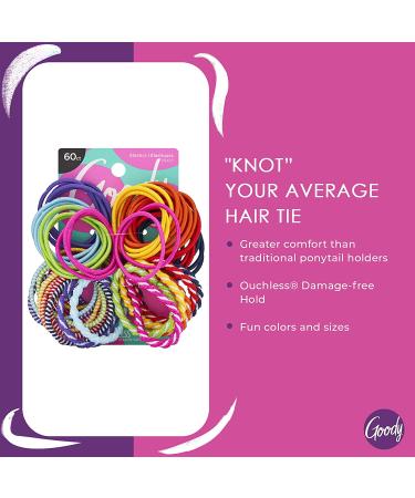 Goody Ouchless Elastic Hair Ties - 60 Count - Brights and Pastels - Gentle Hair Accessories for All Hair Types - Men, Women, Kids - Buy Online on GoSupps.com