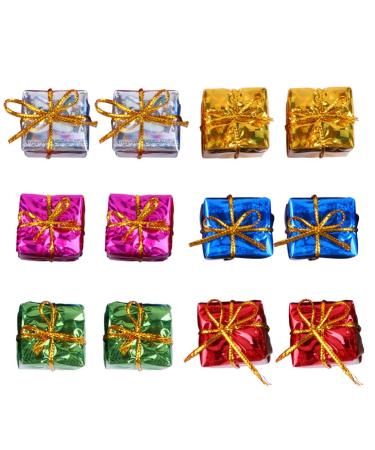 COHEALI Boxes Mini Tree Ornaments Assorted Colors Metallic Foil Wrapped Christmas Tree Boxes Ornaments Decoration for Christmas Tree Hanging Decorations 72pcs