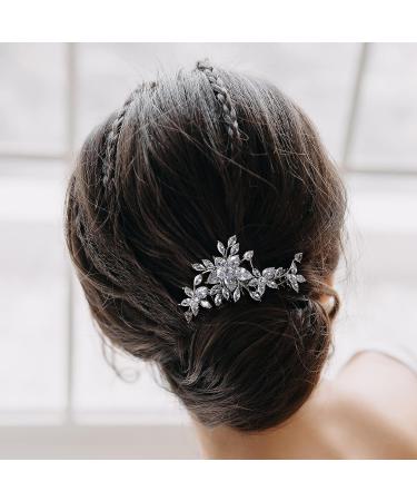 AW BRIDAL Cubic Zirconia Wedding Hair Comb - Silver Flower Bridal Hair Clip for Brides & Bridesmaids - Buy Online on GoSupps.com