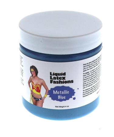 Liquid Latex Fashions Metallic Blue Liquid Latex Body Paints for Adults and Kids Creates Professional Monster Zombie Arts Easy On and Off- 4 Ounces